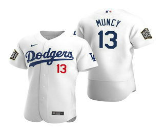 Men Los Angeles Dodgers #13 Max Muncy White 2020 World Series Authentic Flex Nike Jersey